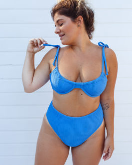 Bas de bikini Jurerê – Bleu texturé