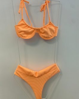 Bas de bikini St Tropez – Orange neon texturé