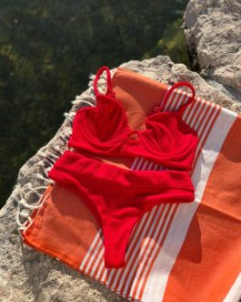 Haut de bikini  St Tropez – Rouge texturé